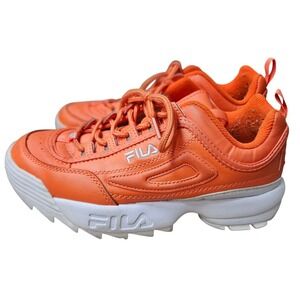 Fila Disruptor II Womens Orange Chunky Platform Sneakers Size 8 Bold Sporty 90s